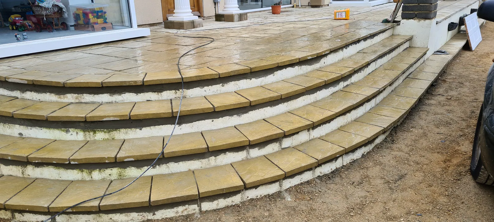 Sandstone Patio with Curved Steps – photo 2