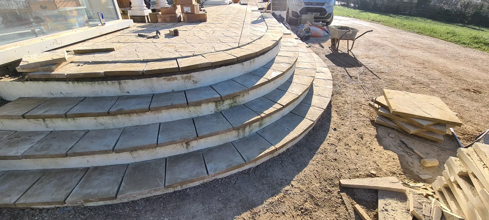 Sandstone Patio with Curved Steps – photo 5